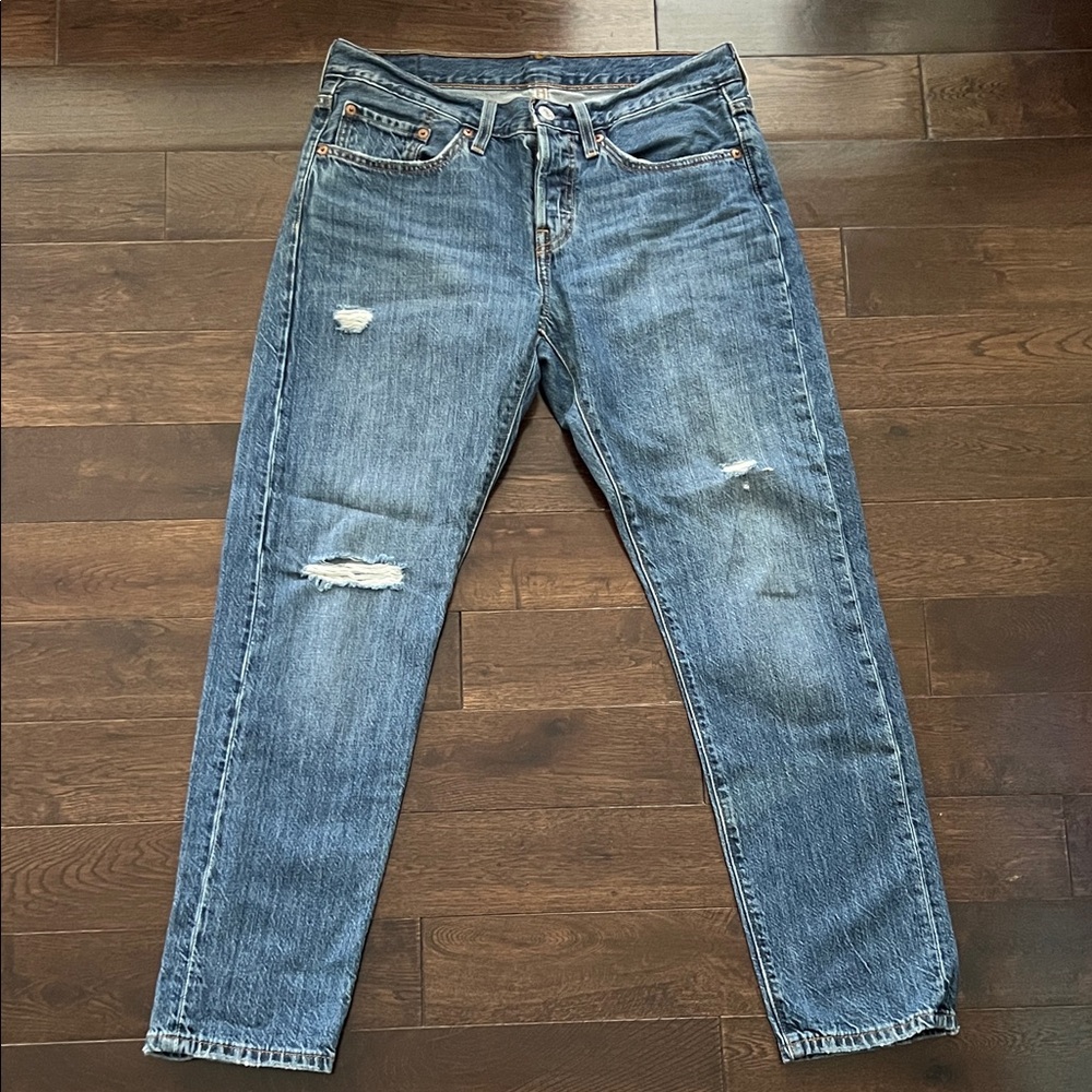 Levi's Classic 501 Slim Taper Blue Distressed Jeans